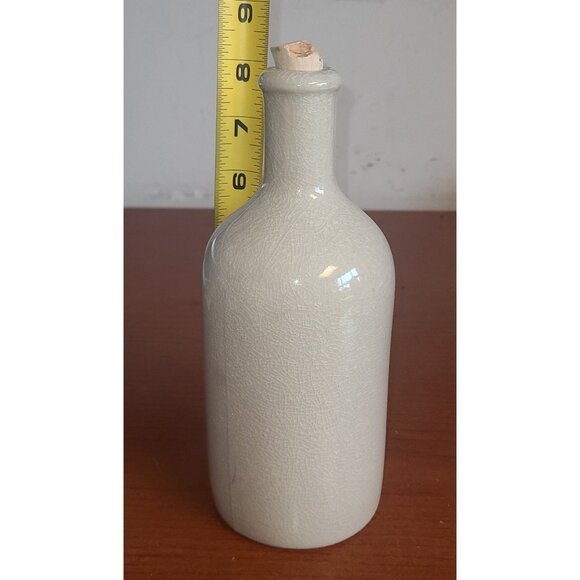 Vintage Hamila Stoneware Bottle With Cork 8 Inch From Tunisia Beige - Picture 4 of 4